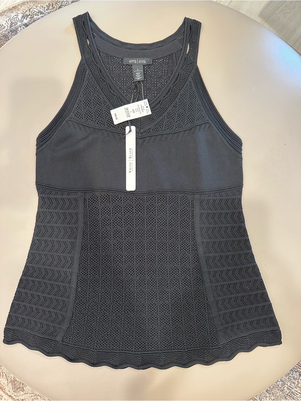 White House Black Market Black Knit Openwork Tank Top